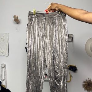 Zara Chrome Silver High Waist Pants